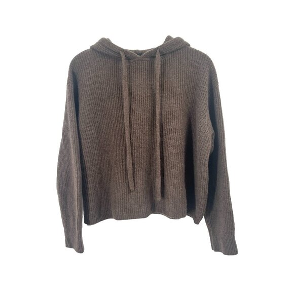Quince Sweaters - Quince Mongolian Cashmere Fisherman Pullover Hoodie Cropped Brown Sweater Sz S